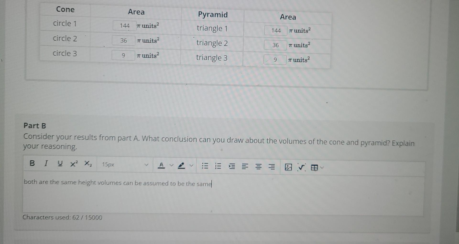 Solved Part C The volume of the pyramid is one-third of the | Chegg.com
