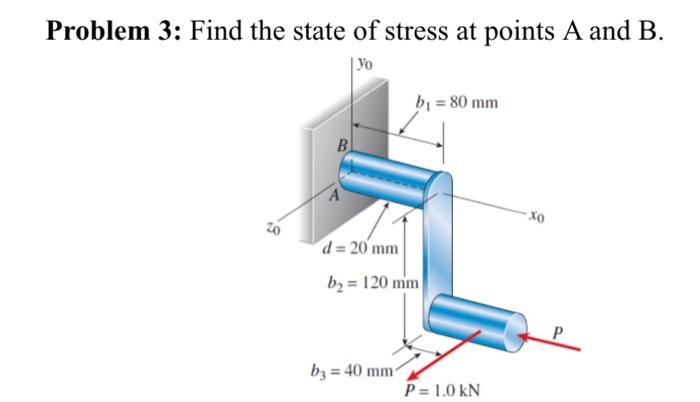 Solved Problem 3: Find the state of stress at points A and | Chegg.com
