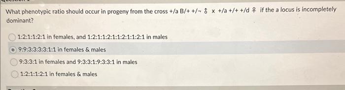 Solved What phenotypic ratio should occur in progeny from | Chegg.com