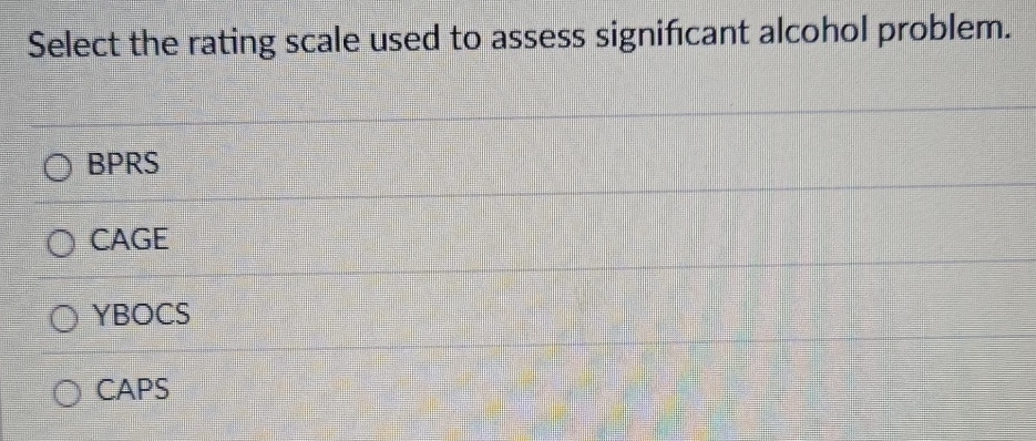 Solved Select the rating scale used to assess significant | Chegg.com