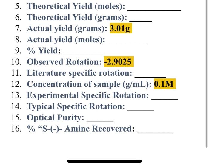 5. Theoretical Yield (moles): 6. Theoretical Yield | Chegg.com
