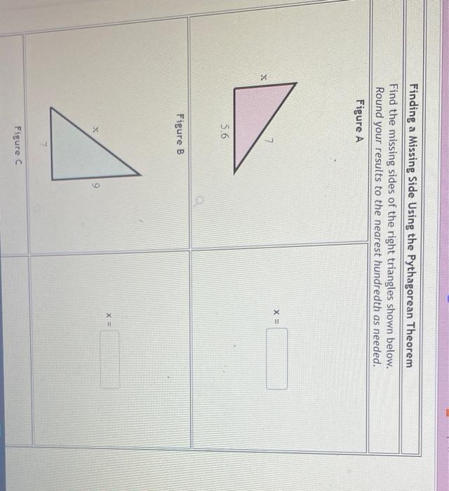 Solved Finding A Missing Side Using The Pythagorean Theorem | Chegg.com