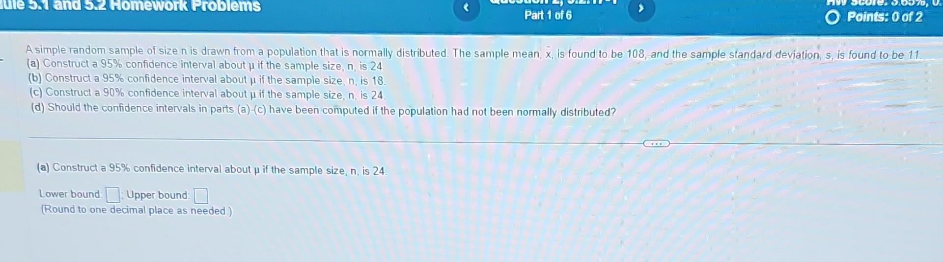 Solved A simple random sample of size n is drawn from a | Chegg.com