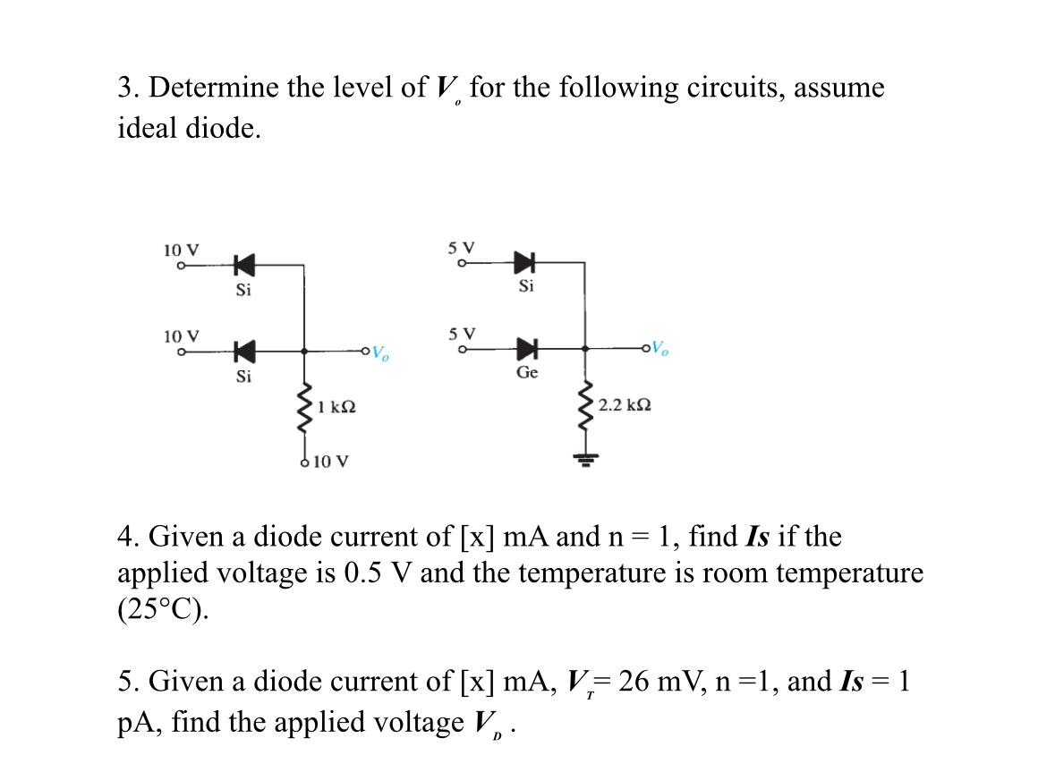 Solved Find the voltage across and current through the diode | Chegg.com