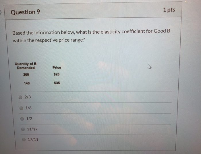Solved Question 8 1 pts Based the information below, what is | Chegg.com
