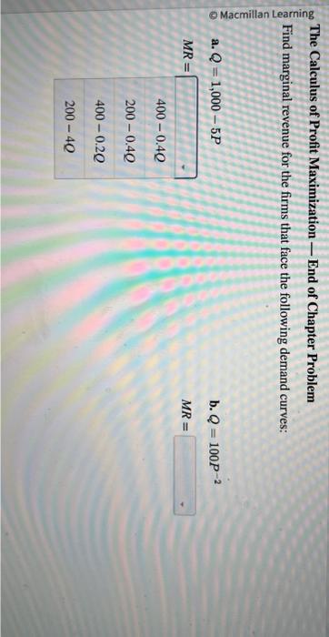 Solved The Calculus of Profit Maximization - End of Chapter | Chegg.com