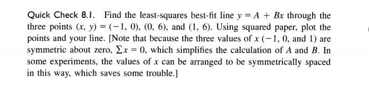Solved Quick Check 8.1. Find the least-squares best-fit line | Chegg.com