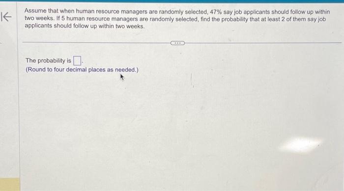 Solved Assume that when human resource managers are randomly | Chegg.com