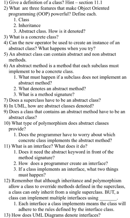 Solved 1) Derived classes. What is an example? What does the | Chegg.com