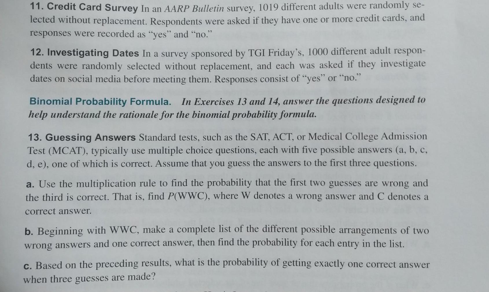 Solved 11. Credit Card Survey In an AARP Bulletin survey, | Chegg.com