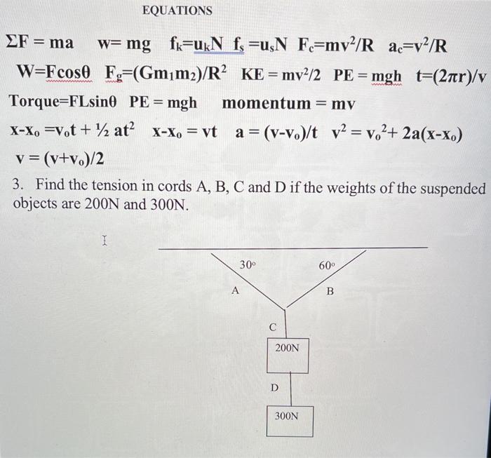 Equations Sf Ma W Mg Fk Ukn F Rușn F My R Chegg Com