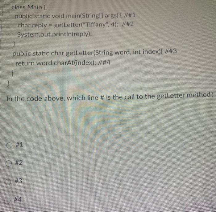 Solved public static char letter (String word, int indexn In | Chegg.com