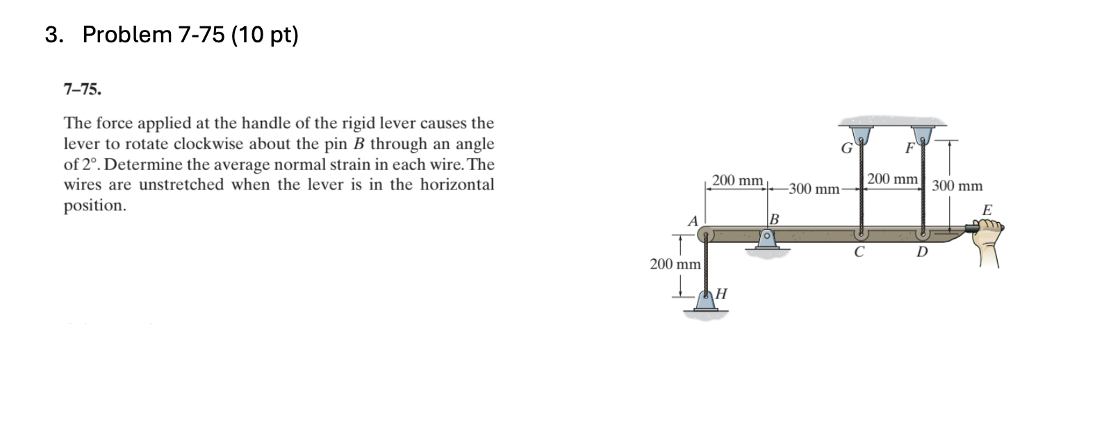 Solved Problem 7-75 ( 10 pt )7-75.The force applied at ﻿the | Chegg.com