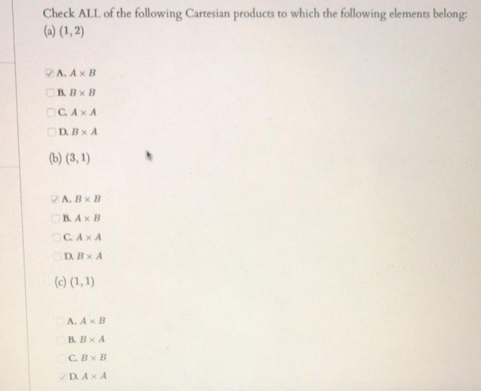 Solved Check ALL Of The Following Cartesian Products To | Chegg.com