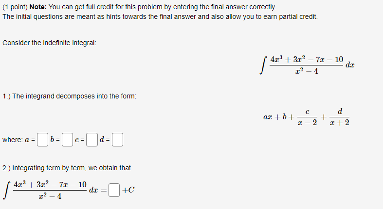 Solved (1 ﻿point) ﻿Note: You can get full credit for this | Chegg.com