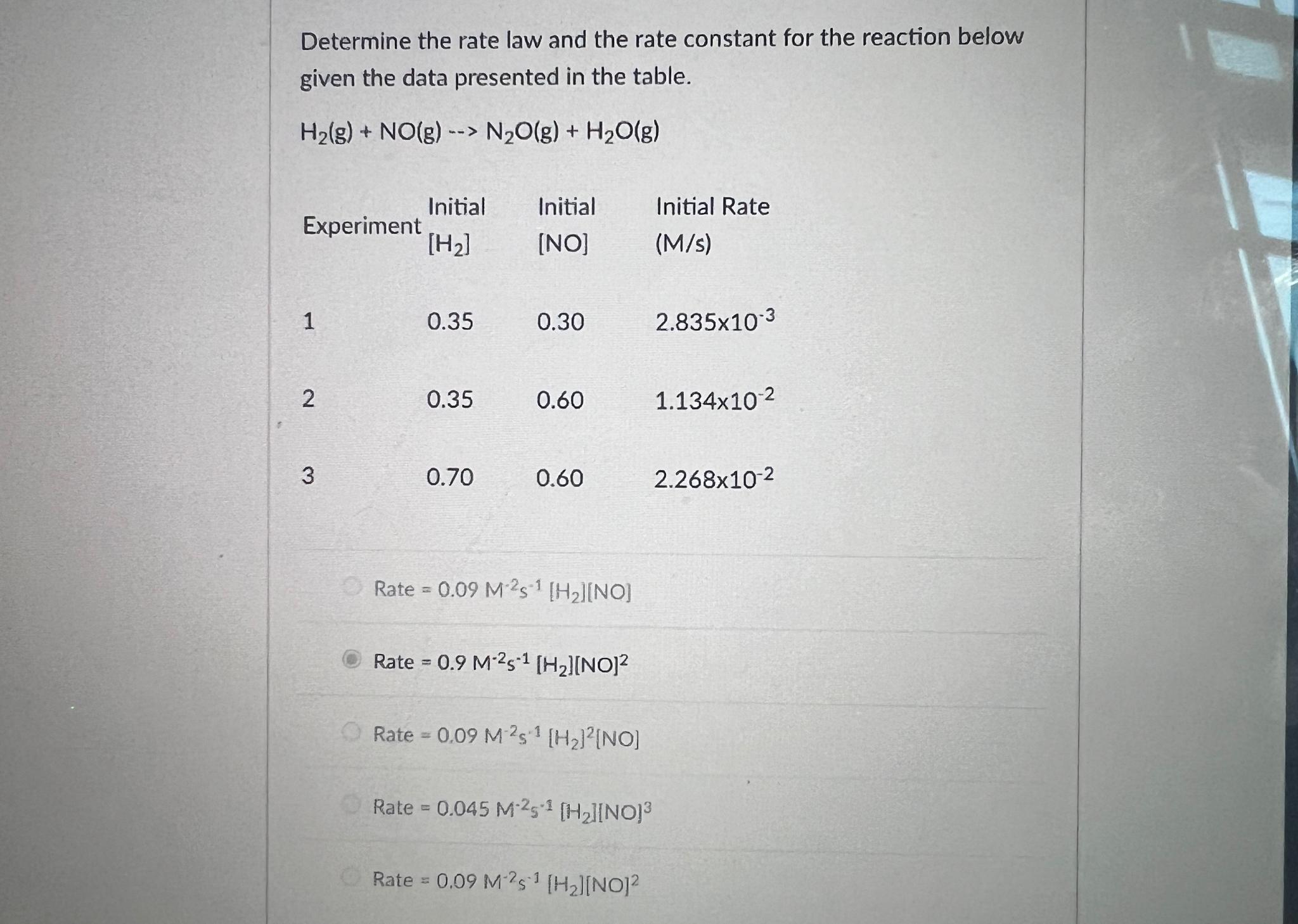 Determine the rate law and the rate constant for the | Chegg.com