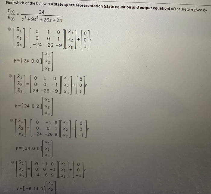 Solved Find which of the below is a state space | Chegg.com