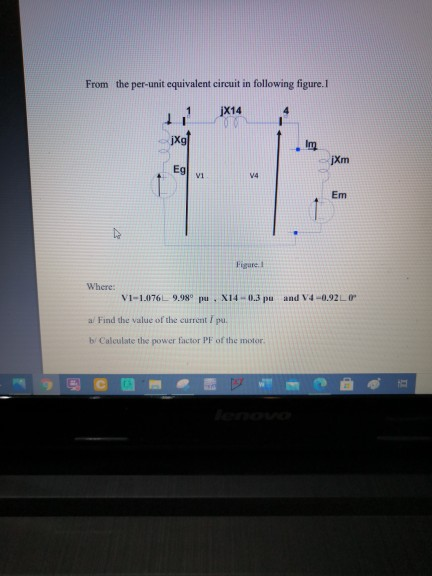Solved From the per-unit equivalent circuit in following | Chegg.com