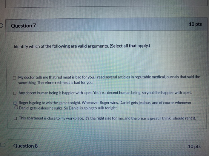 Solved Question 7 10 pts Identify which of the following are | Chegg.com