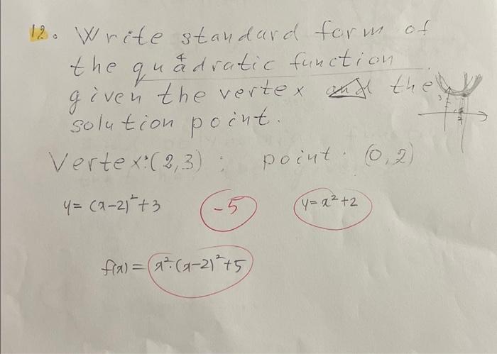 how to find vertex of quadratic function standard form