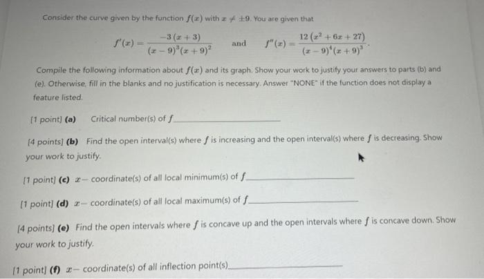 Solved Consider The Curve Given By The Function F A With Chegg Com