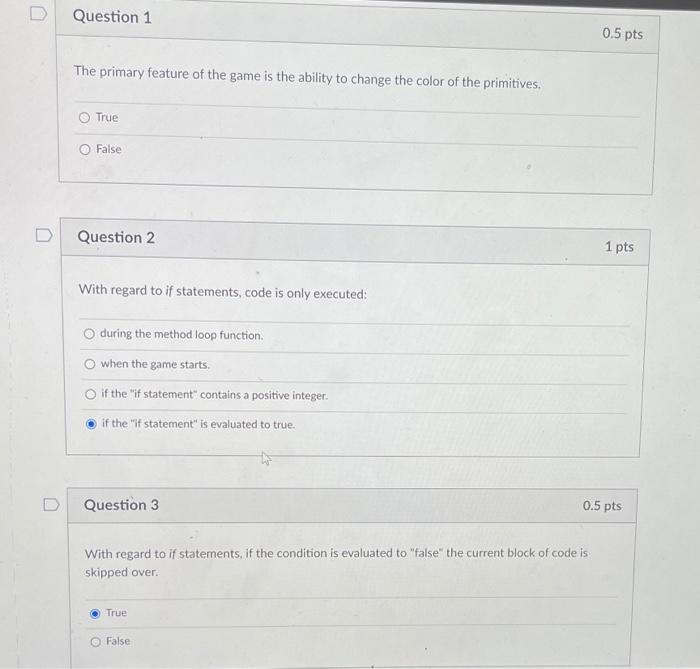 Solved u Question 1 0.5 pts The primary feature of the | Chegg.com