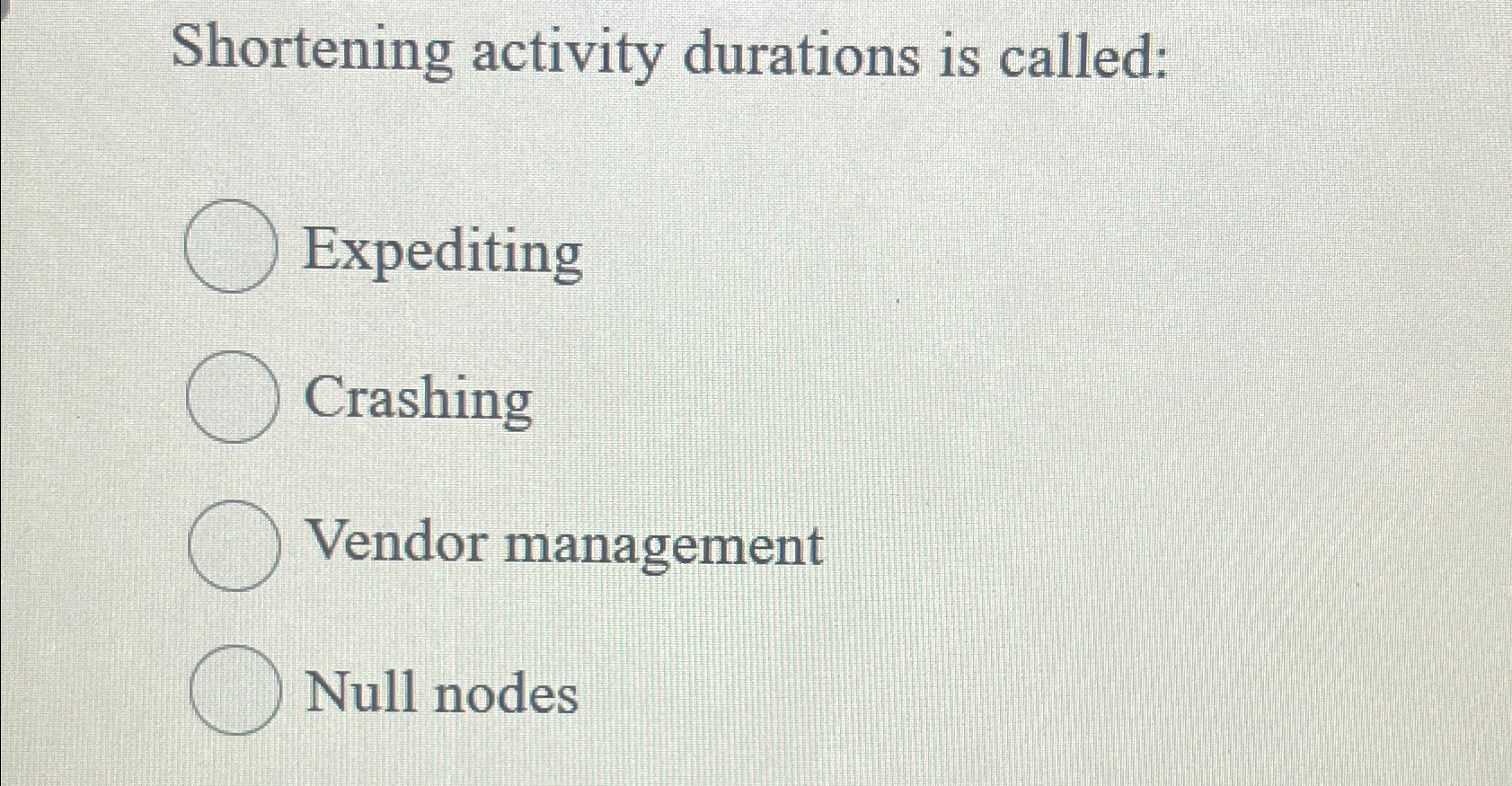 Solved Shortening activity durations is