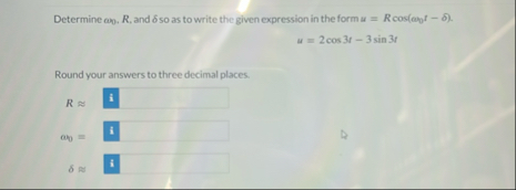 Solved Determine ω0. R. ﻿and δ ﻿so as to write the given | Chegg.com