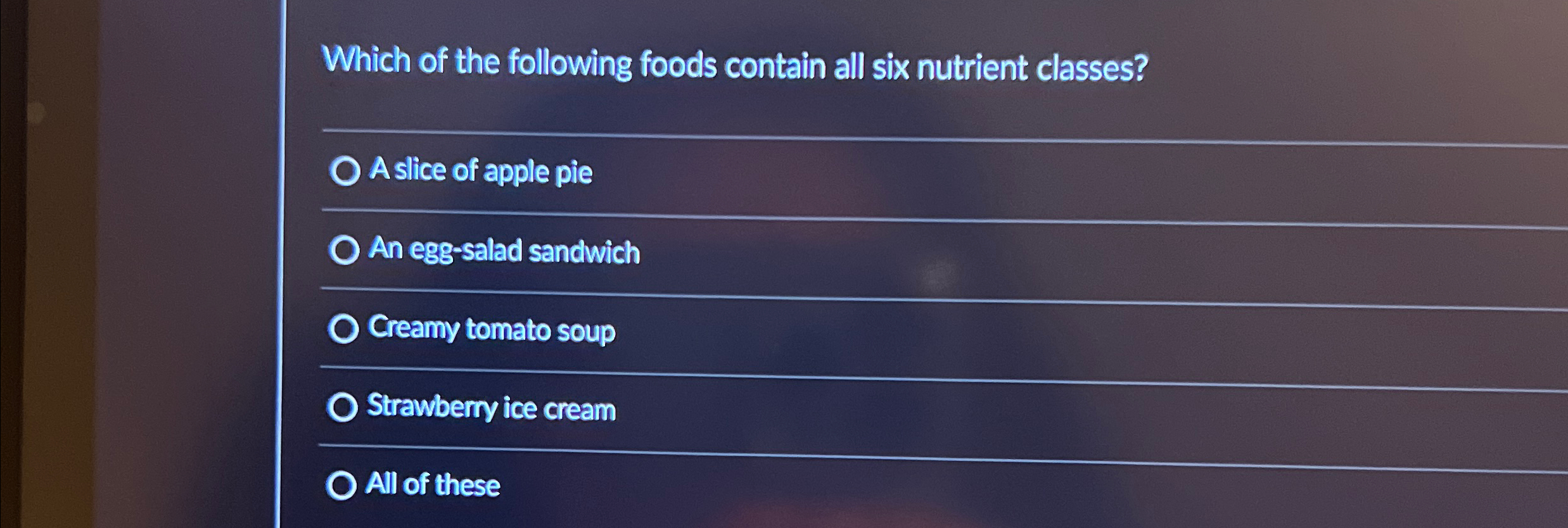 Solved Which of the following foods contain all six nutrient | Chegg.com