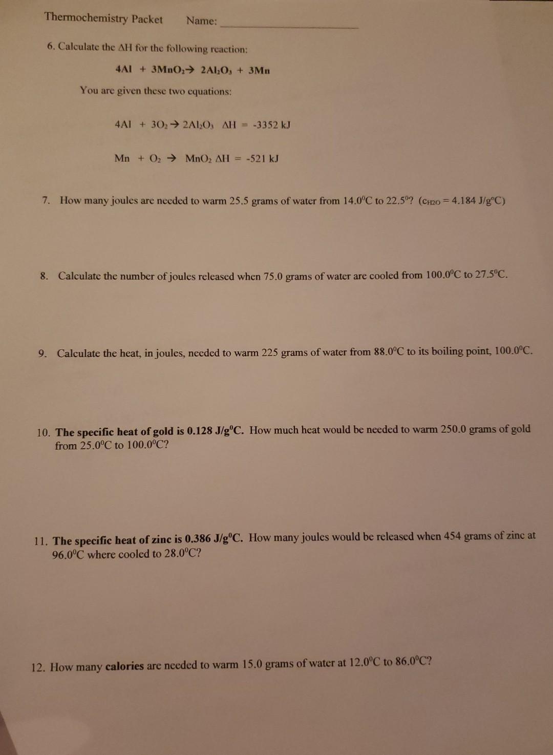 Solved 1 Calculate The δh For The Following Reaction 2 Chegg Solved 1 Calculate The δh For The Following Reaction 2 Chegg