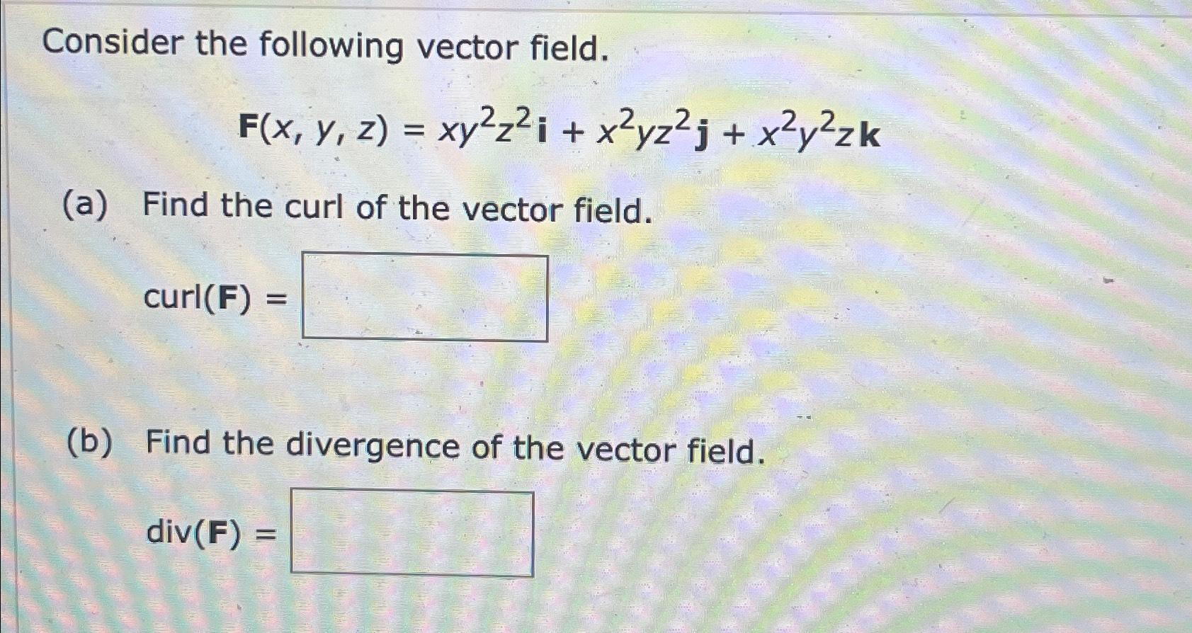 Solved Consider The Following Vector | Chegg.com