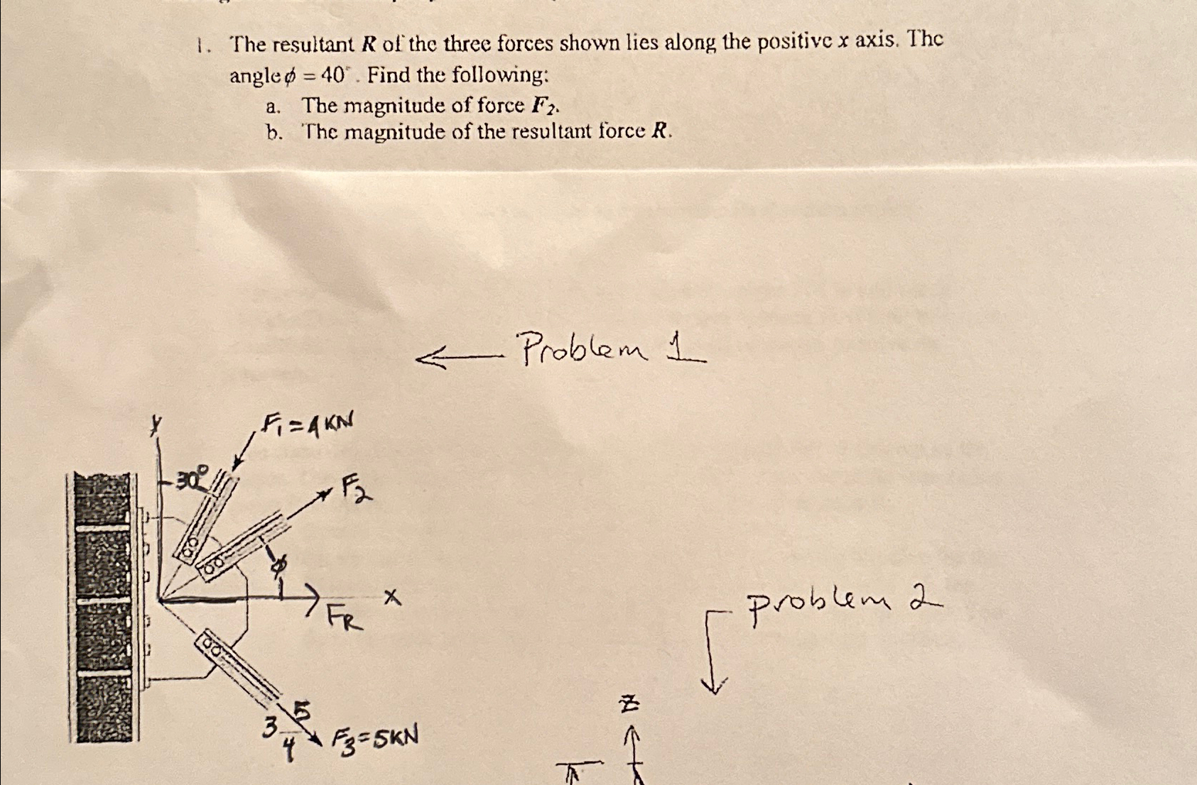 Solved The resultant R ﻿of the three forces shown lies along | Chegg.com