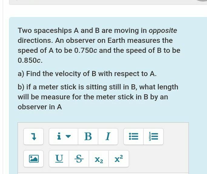 Solved Two Spaceships A And B Are Moving In Opposite | Chegg.com