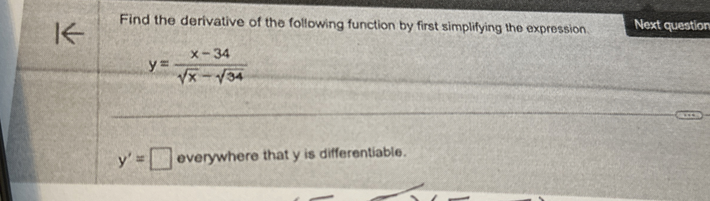 Solved Find the derivative of the following function by | Chegg.com