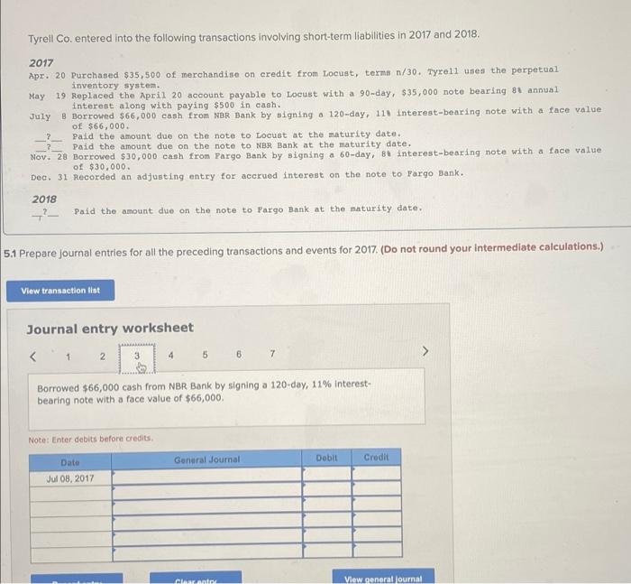 Solved Tyrell Co. entered into the following transactions