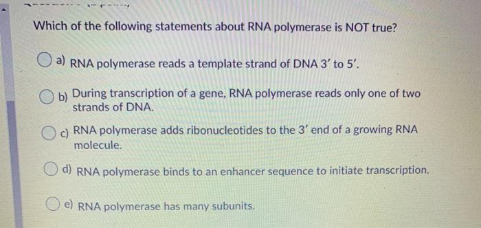 Solved Which of the following statements about RNA | Chegg.com