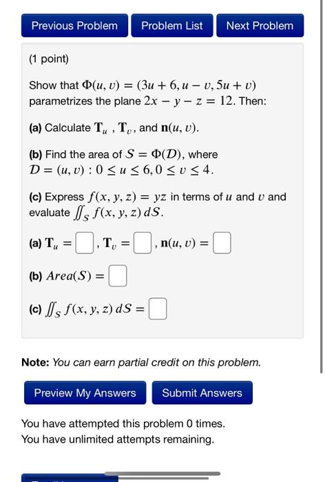 Previous Problem Problem List Next Problem 1 Point Chegg Com