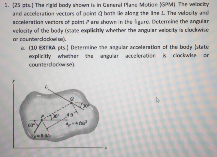 Solved 1. (25 pts.) The rigid body shown is in General Plane | Chegg.com