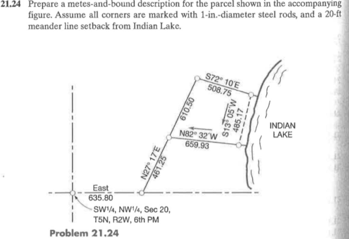 Solved Prepare a metesandbound description for the parcel