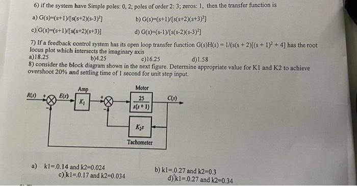 Solved 6) if the system have Simple poles: 0,2 ; poles of | Chegg.com