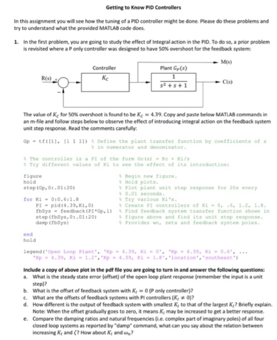Getting to Know PID Controllers In this assignment | Chegg.com