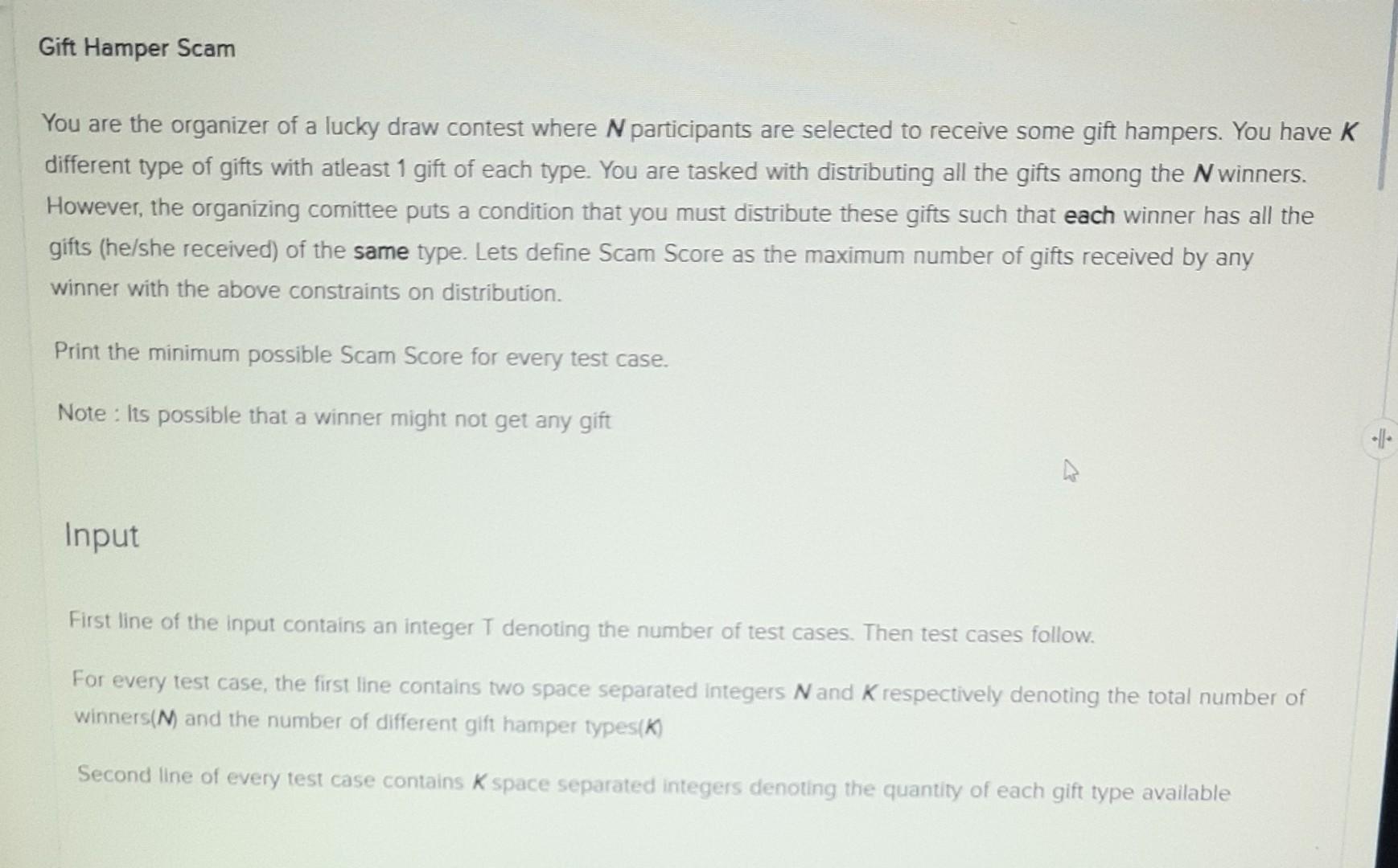 Solved Gift Hamper Scam You are the organizer of a lucky | Chegg.com
