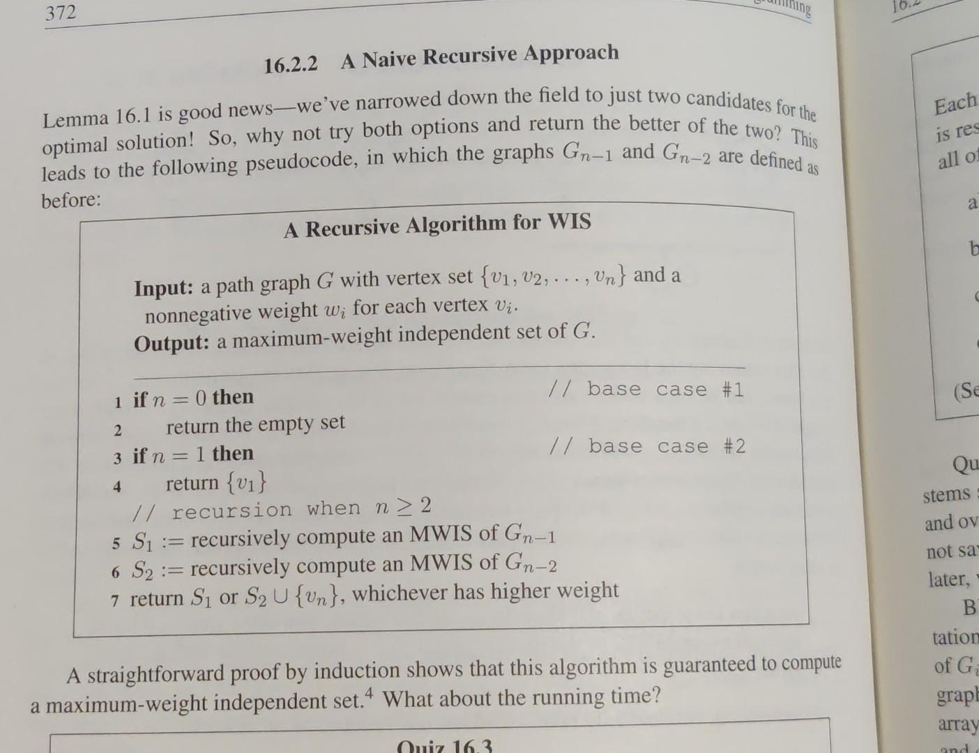 Solved Problem 16.4(H) For the naive recursive algorithm for | Chegg.com