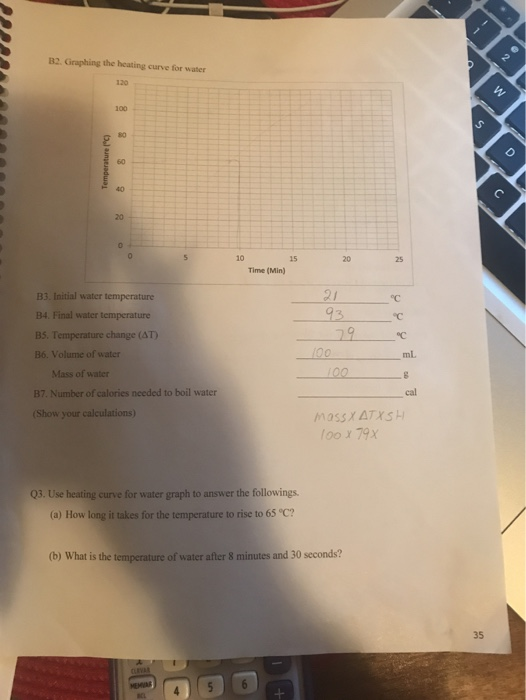 Solved MC Part B Heating Curve for Water Volume of water