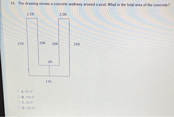 Solved 14. The drawing shows a concrete walkway around a | Chegg.com