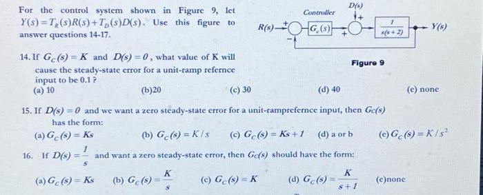 Solved 1 18. For the control system shown in Figure 1, if | Chegg.com
