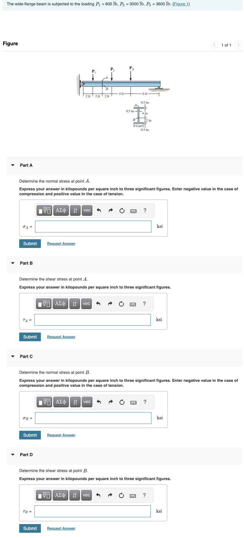 Solved FigurePart ADetermine the normal stress at point | Chegg.com