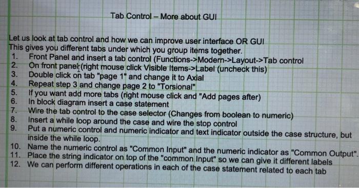 Let us look at tab control and how we can improve | Chegg.com