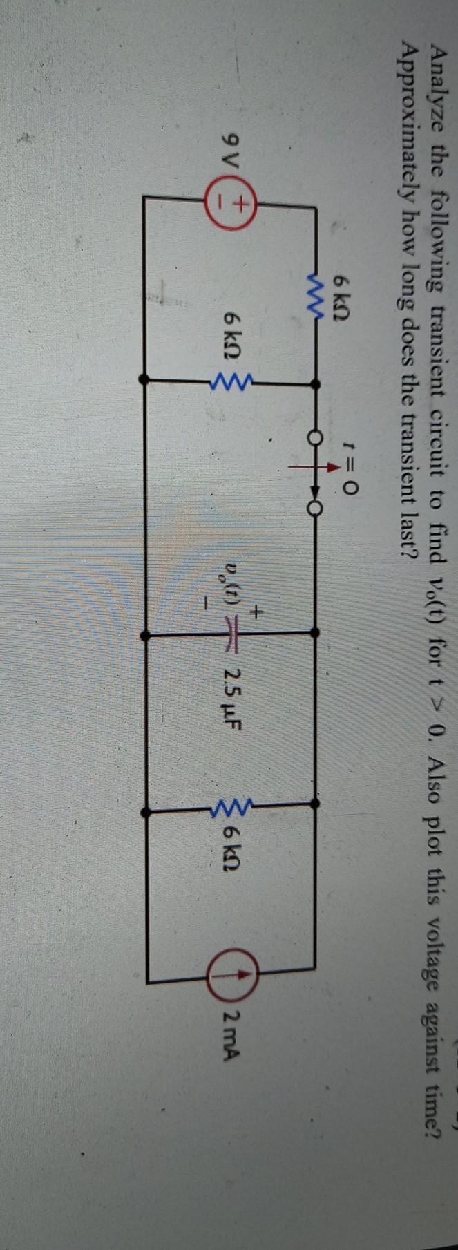Solved Analyze the following transient circuit to find vo(t) | Chegg.com