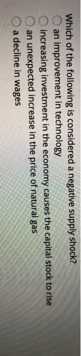 Solved Which Of The Following Is Considered A Negative | Chegg.com